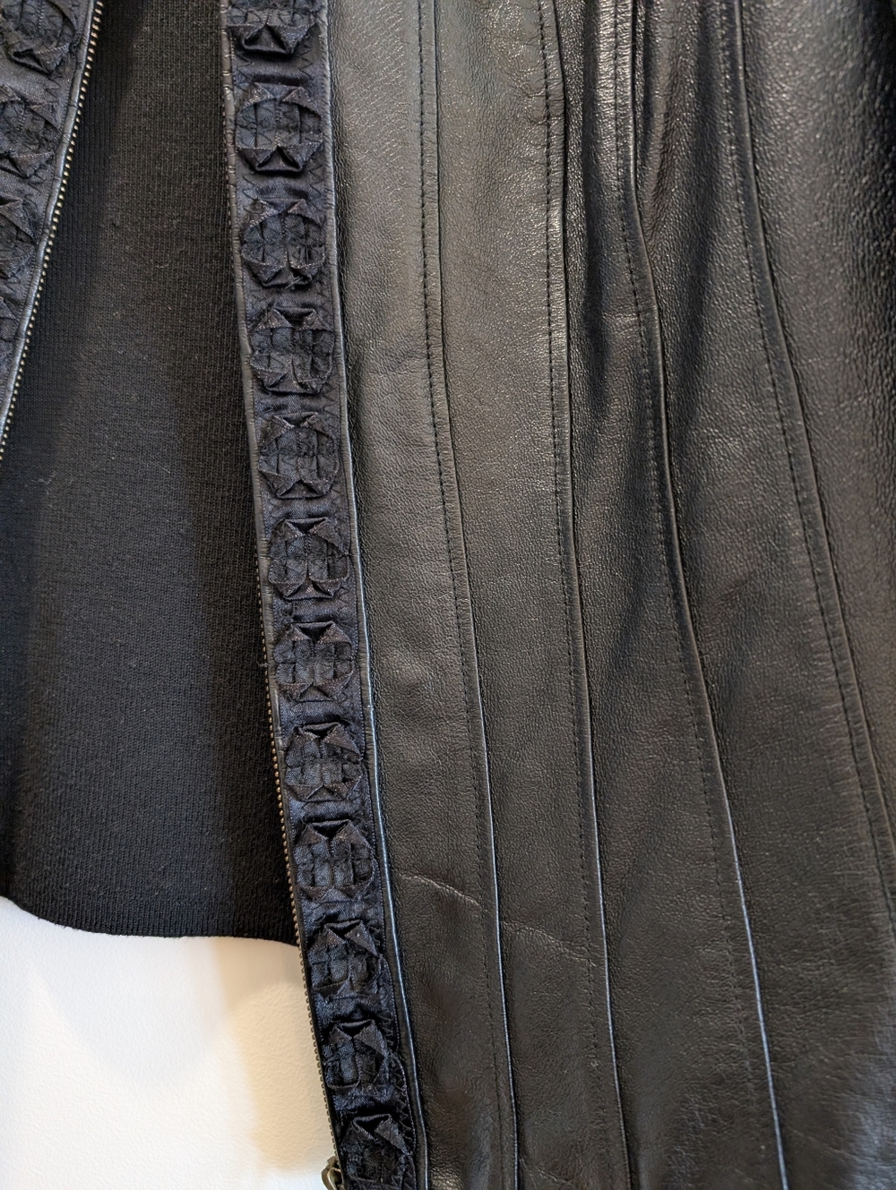 Leather/Knit Jacket In Black,XL - Picture 2 of 9